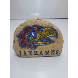 Kansas Jayhawks Glitter Rock Paperweight Decor Kansas University KU College